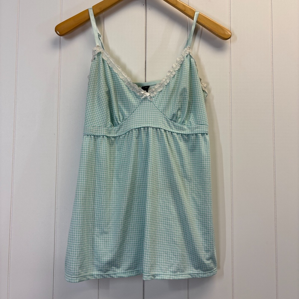 Laura Ashley Y2K Babydoll Gingham Cami Top Women Size XL Coquette Soft Girl